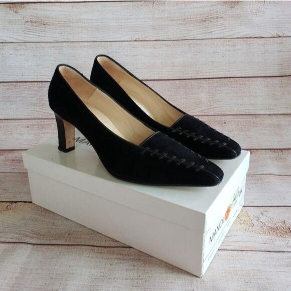 Rare! Manolo Blahnik Black Leather/Suede Heels